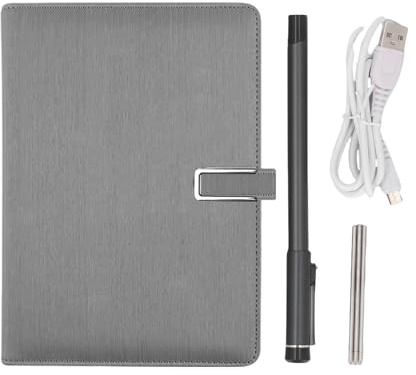 EIMSOAH Cuaderno Digital con Bolígrafo Inteligente, Reconocimiento de Texto OCR en Tiempo Real 5.0 Ángulo de Escritura de 360 Grados, con Cuaderno de PU y Cable USB, para Tabletas con (Gris)