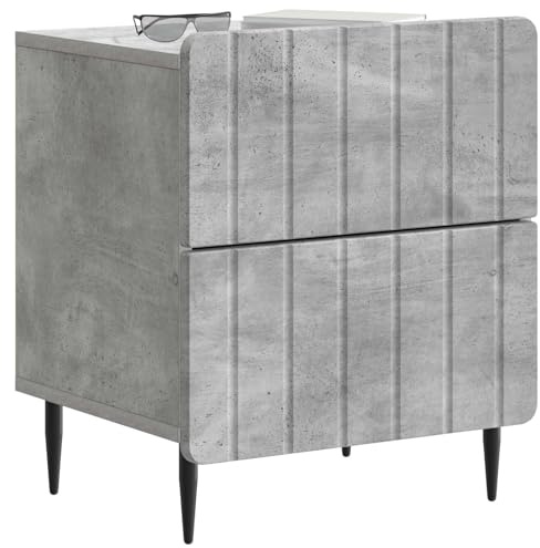 vidaXL Nachttisch 2 pcs Betongrau 43 x 34,5 x 49,5 cm Holzwerkstoff, Moderner Nachttisch, rechteckiger Stauraum, vielseitiger Beistelltisch, eleganter Schlafzimmerorganizer
