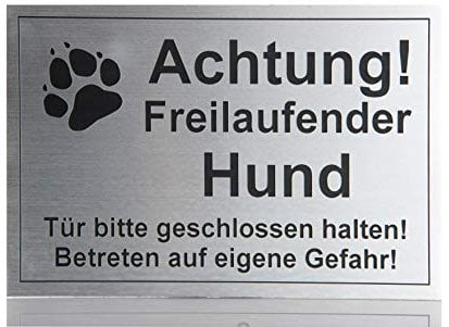 Gravola Warnschild Achtung freilaufender Hund, Tor geschlossen Schild Hundeschild neu
