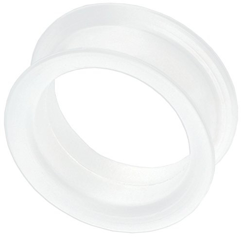 viva-adorno 1 Stück Tube Flesh Tunnel Plug Silikon Ohr Piercing XXL big groß flexibel Größe 4-44mm Z19, weiß 40mm
