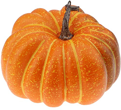 Gresorth 20 cm Fake Flat Pumpkin Artificial Vegetable Decoration - 1 Pc | Faux Orange Pumpkin, Realistic Vegetable Display, Lifelike Fall Harvest Ornament, Halloween Craft Photography Prop