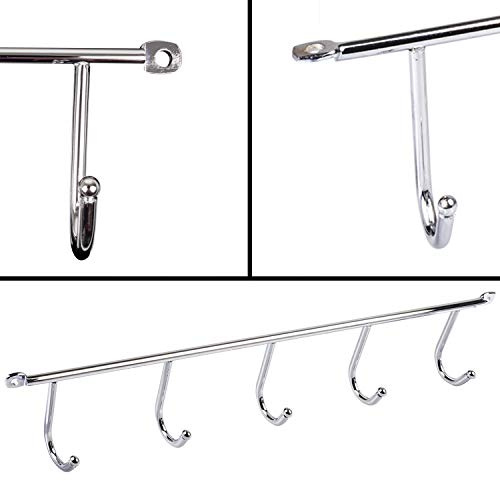 Stahlia Unterbau Hakenleiste Chrom-Optik 400mm für Waschbeckenunterschrank 5 x Handtuchhaken Horizontale Bohrung Küchenutensilienhalter Geschirrtuchhalter