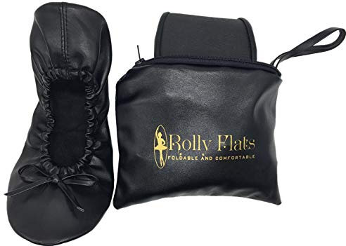 Women's Foldable Flats – Portable Ballet Slippers Shoes for Travel, Wedding – Fits in Purse, Black, X-Large