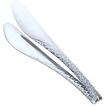 Pinze da cucina Acciaio inossidabile Pinza per pane Morsetto alimentare martellato Pinze per servire da cucina insalata BBQ grigliate Cuocere Frittura 10 pollici