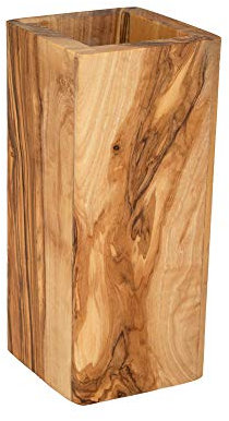 NATUREHOME Porta-posate in legno d'ulivo, 19 cm, portaposate e supporto per utensili da cucina, posate, forbici