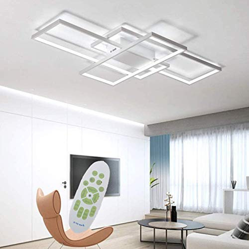 JSZ Lampada Da Soffitto A LED Dimmerabile Da Soggiorno Con Telecomando Lampada Da Soffitto Moderna Minimalista Lampada Da Soffitto in Metallo Design Acrilico Creativo Lampada,Bianca,90cm