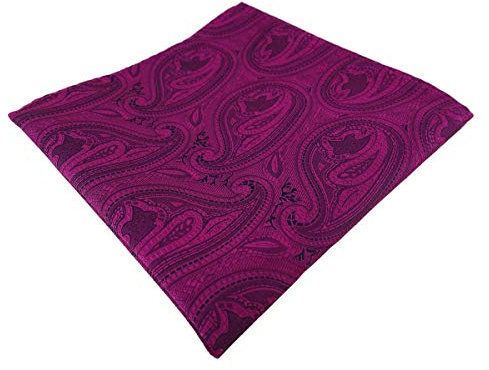 TigerTie Designer Einstecktuch in magenta beere lila schwarz Paisley gemustert
