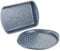 Russell Hobbs COMBO-5440 Pizza Roasting Tin Set, Non-Stick Oven Trays, Perforated Baking Pan with Deep Roaster, Carbon Steel, 2 Piece, Nightfall Stone Collection, Blue Marble, 37/38 cm