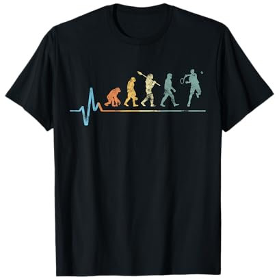 Tennis Evolution Herzschlag Vintage Retro Tennisspieler Puls T-Shirt