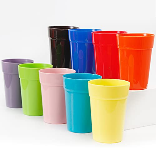 Youngever 18er Pack 350ML Plastik Becher für Kinder, Mehrweg Kunststoff Unzerbrechliche Trinkbecher Saftbecher in 9 Farben (Rainbow)