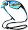 MEETSUN Polarisierte Sport-Sonnenbrille für Herren Damen Angeln Radfahren Baseball Laufen und Fahren UV400-Schutz Schwarzer Rahmen-Blaues Spiegelglas