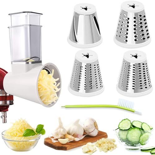 Accessoire trancheur/déchiqueteuse pour mélangeurs Kitchenaid, râpe à fromage, hachoir à légumes, salade et râpe (4 lames)