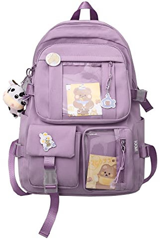 PORRASSO Ragazze Borsa da Scuola Carino Zaino Adolescente Zainetto Nylon Daypack Alunno Zaini per Scuola Viaggio Viola