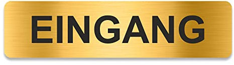 Blacked LaserTEC Leitsysteme - Acryl Schild - Eckig 4 x 16 cm - Selbstklebend - Gold gebürstet - Metall-Optik - UV beständig - Für Innen und Außen (Eingang)