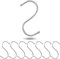 Ganci S per appendere, 8 pezzi, in argento, ganci in metallo per aste fino a Ø 25 mm, lunghezza 68 mm, s-hook cucina, appendiabiti, garage, pentole, tazze, crochet per appendere, uncino per cucina