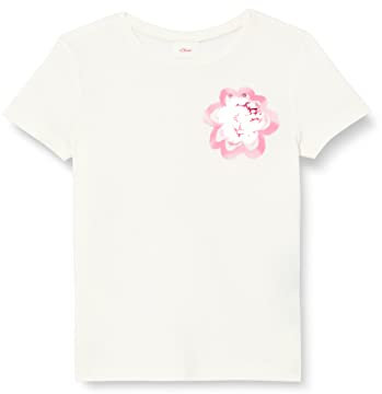 s.Oliver Junior Girl's T-Shirt mit Pailletten, White, 128/134