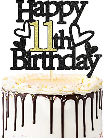 Sumerk Geburtstag Tortendeko Happy 11th Birthday Cake Topper für 11 Jahre Alter Junge und Mädchen - 1 Stück
