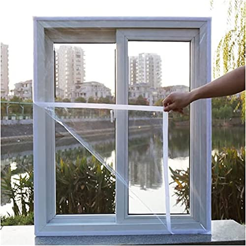 Fensterisolierfolie, Einstellbarer Transparenter Windschutz, Doppelseitiger Schalldämmender Vorhang für Verschiedene Fenster Und Türen Anpassbar 105x175cm(41.3x69in) Weiß