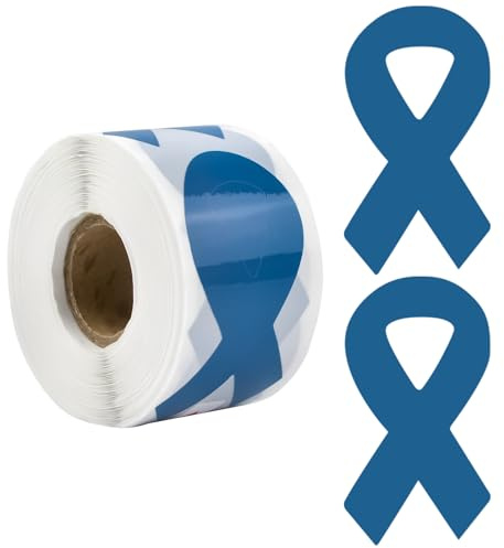 CRAFFANCY Blauer Band-Aufkleber, 250 Stück Bewusstseins-blaue Band-Aufkleber, blauer Dickdarmkrebs, Hoffnung, Bewusstseinsband, Versiegelung für Veranstaltung, Geschenk, Briefbeutel