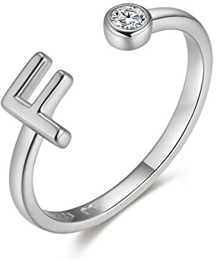 Ring für damen aus silber mit Ihrem Anfangsbuchstaben. Ringe für frauen aus silber mit silberner oder goldener Oberfläche. Schmuck damen ideal für Paare, Mütter, Freundinnen. Damen (Versilberung, A)
