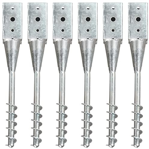 Tidyard Erdspieße 6 STK.Erdspieß-Set Bodenanker Outdoor Zubehör Bodenspieße 10 x 10 x 57 cm (L x B x H),Garten-Erdspieß Bodenhülse für Gartenzäune,Bögen,Verzinkter Stahl