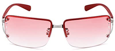 COASION Rechteckig Rahmenlose Sonnenbrille Damen Vintage Herren mit UV400 Schutz Retro 90er Futuristische Y2k Brille