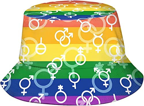 LGBT Regenbogen-Fischerhut für Damen und Herren, modisch, verstaubar, Sommer, Reisen, Strand, Sonnenhut, Fischermütze für Erwachsene, Jugendliche, LGBTQ Symbole Rainbow 3, One size