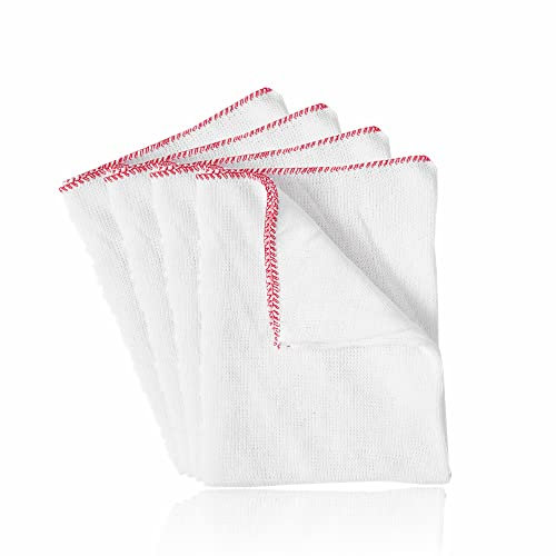 AHAD Dish Cloths Super Absorbent Cotton Dishcloths Heavy Duty Washing Up Cleaner Cloth Multipurpose Dish Cleaning Duster Glass Window Kitchen Supplies Home Accessories White 36cm X 26cm (Pack Of 4)
