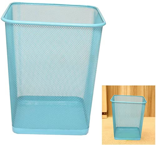 ARA CHOICE Colorful Mesh Bins Waste Rubbish Paper Wastebasket Trash Can Dustbin Metal Square Bin For Home Office easy to use Recycling Bin for Bedrooms Multi Colour with Attractive looks (Turquise)