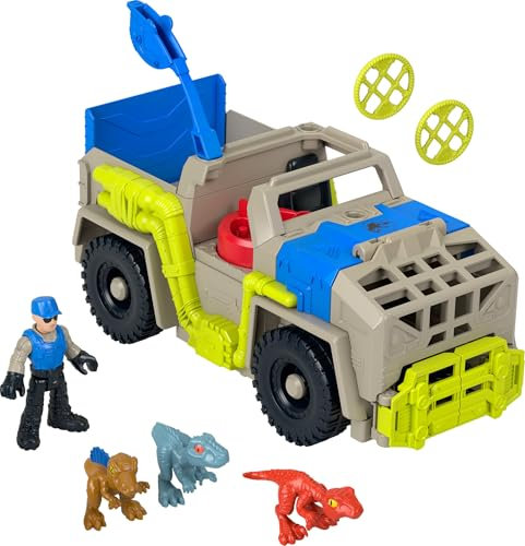 Fisher-Price Imaginext Jurassic World Dinosaurierspielzeug Track- und Transport-Dinotruck Spielzeugset mit Fahrzeug und Figur für Kinder im Vorschulalter ab 3 Jahren, HRK69, HRK69