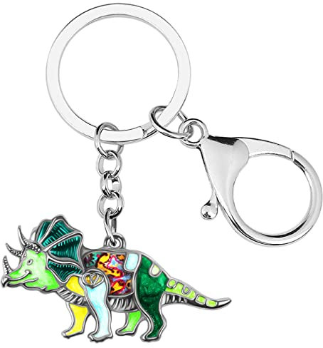 RAIDIN Emaille-Legierung süße Dinosaurier Schlüsselanhänger für Damen Mädchen Drachen Schlüsselring Schmuck für Schlüssel Auto Geldbörse Rucksack (Triceratops G)