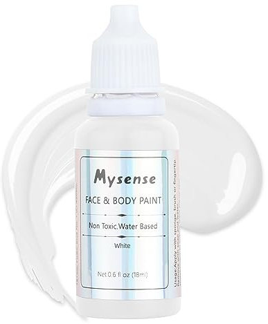 Mysense White Face Body Paint,Water Based Non-toxic Cream Body Paint for Adults and Children,Halloween Clown SFX Skull Skeleton Zombie Vampire Cosplay Makeup,0.6 OZ (18ml)