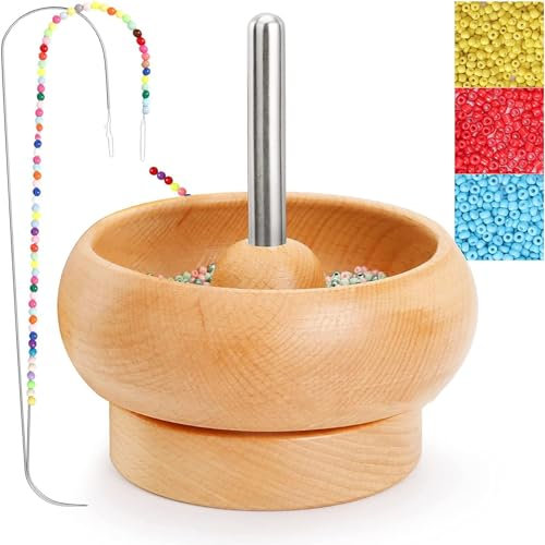 rflaueo Wooden Bead Spinner Kit - Innovative Jewelry-Making Tool for Crafts & Beading(U112-1)