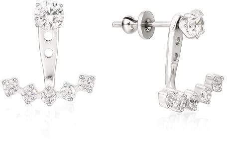 Limerencia Titan Ohrstecker mit Baumelnd, G23 Medizinische Ohrringe Hypoallergen Gesundheitsstecker, CZ Perlen Ohrringe für empfindliche Ohren Mode Damen Schmuck (Weiß CZ)