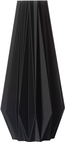 3D Vase Dekovase Agneta XL 38cm Bodenvase Deko Vase Pampasgras Trockenblumen (Schwarz)