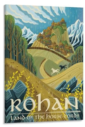 Herr der Ringe Retro-Reiseposter Rohan Gemälde auf Leinwand, Wandkunst, Poster, Scroll Bild, Wanddekoration, Heimposter, 50 x 75 cm