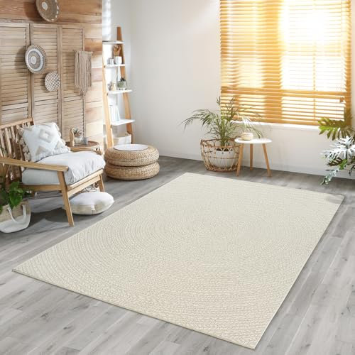 the carpet Kansas - robuster In- und Outdoor Teppich im natürlichen Jute-Look, wetterfest, geeignet für Terrasse und Garten, Creme, ca. 160 x 230 cm