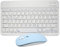 Wiederaufladbare Bluetooth-Tastatur, Ultra Dünn Wireless Bluetooth Keyboard Deutsches Layout QWERTZ BT3.0 Tragbare Kabellose Tastatur Bluetooth für Windows, iOS, Android, Bluetooth-Maus,Blau