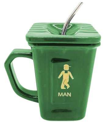Recycling Cup - Trash Can Cup with Lid | Wheelie Bin Cup | 450ml Novelty Ceramic Coffee Cup - Recycled Garbage Cup with Toilet Lid, Multifunctional Coffee Cup for Friends, Family
