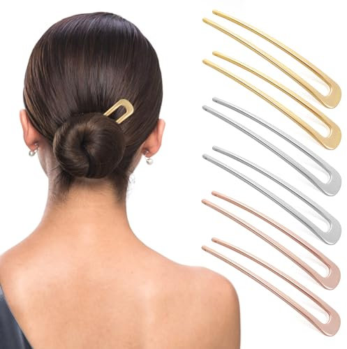 6 Pièces Pince a Chignon Barrette en Forme de U en Métal Epingle Cheveux Femme Barettes Française Pince Rétro Broches Vers Haut Epingles Chignon Broche Cheveux Femme Filles Accessoires de Coiffure