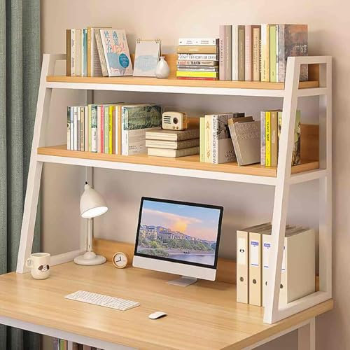JXCCA Wall Ladder White Small Computer Desk Tall Bookcase Bookshelf Storage, Desktop Bookshelf Organizer, Save Space, Bold Steel Frame, Environmental Protection Board, L 55/75/ 95 Cm