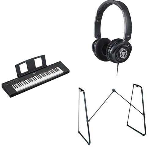 Yamaha NP-15 Piaggero Digital Keyboard with 61 Touch Sensitive Keys bundled with HPH-150 Headphones, L-2C Keyboard Stand