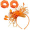 1 Stück Orangefarbenes Federstirnband, 2 Stück Orangefarbene Haargummis, Kopfschmuck Für Hochzeit, Orangefarbener Kopfschmuck Für Frauen, Hut Für Frauen Bei Hochzeit, Federstirnband