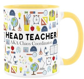 Purely Home Head Teacher Mug - Humorous School Teacher Funny Novelty Careers Gifts - Tea/Coffee Hot Drinks Yellow Ceramic Cup Present
