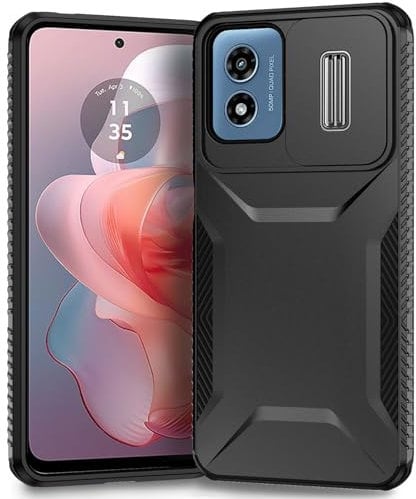 Yerebel Case for Moto G Play 2024 4G/Moto G Play Gen 3/Moto G22 Case with Slide Camera Cover, Military Grade Non-Slip Heavy Duty Rugged Protective Phone Cover for Motorola Moto G Play 2024 4G Black
