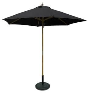 SiMPO LIFESTYLE Sonnenschirm 250 cm Holz-Sonnenschirm Marktschirm Gartenschirm Terrassenschirm Rund UV50+ (Schwarz, 2.5m)