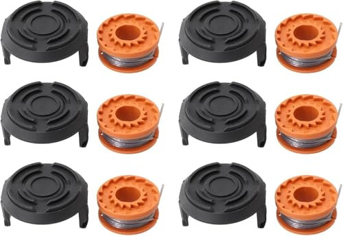 YUETTYY Trimmer Replacement Spool Line and Spool Cover for MCGREGOR MCT1825,MCT2X1825 18V Strimmer Trimmer Accessories,2.5m*1.5mm Strimmer Line Spool & Cover (6 Sets)