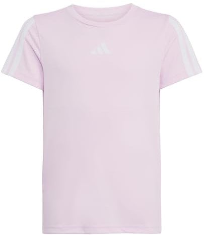 adidas Bambina Train Essentials 3-Stripes T-Shirt, Clear Pink/White, 11-12 Years
