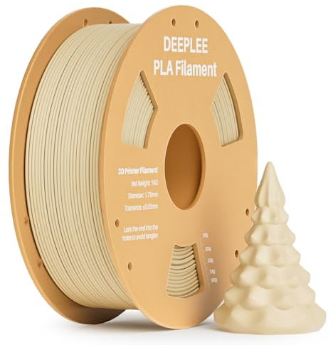 DEEPLEE PLA Filament 1.75mm, 3D Drucker Filament 1kg (2,2lbs), Maßgenauigkeit +/- 0,02 mm, Filament 3D-Druckmaterialien für FDM 3D Drucker, Beige
