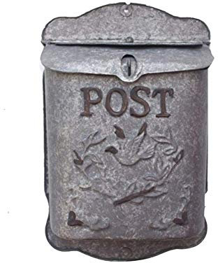 Wall Mounted Post Box Mailbox American Distressed Rusty Mailbox Wall Hanging Wrought Iron Mailbox Floral Wall Decoration Simulation Inserted Vase Mailbox Lockable Weatherproof Outside Postbox small